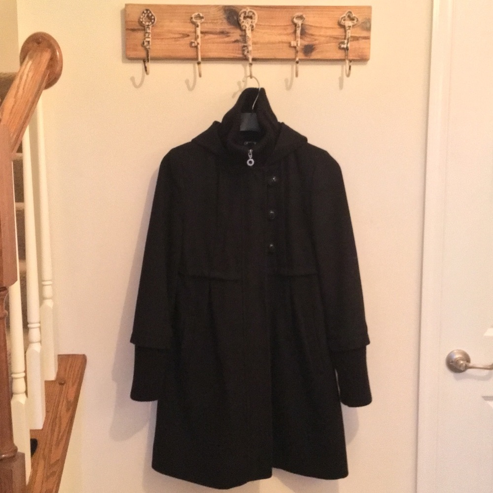 DKNY Hooded Peacoat